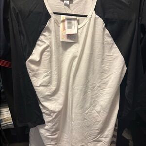 LuLaRoe Black and White Raglan Tee